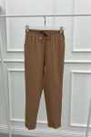 Elastic Waist Fabric Trousers Milky Coffee