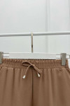 Elastic Waist Fabric Trousers Milky Coffee