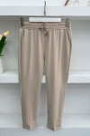 Elastic Waist Fabric Trousers Stone