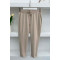 Elastic Waist Fabric Trousers Stone