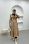 Waist Tie Suede Trench Coat Milky Coffee