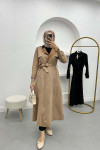 Waist Tie Suede Trench Coat Milky Coffee