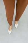 Carrot Trousers with Elastic Waist Brown