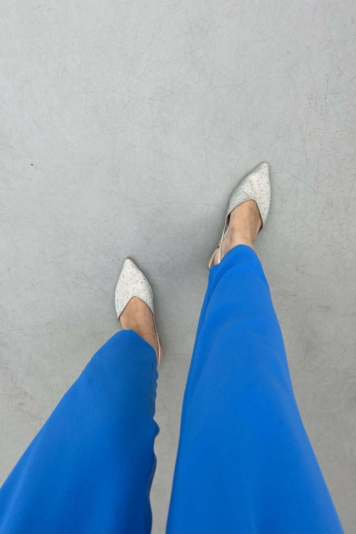 Carrot Trousers with Elastic Waistband Blue