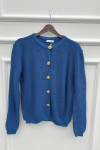 Crew Neck Cardigan Blue