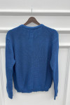 Crew Neck Cardigan Blue