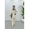 Piping Linen Jacket Set Stone