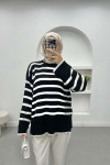 Turtleneck Striped Sweater Black