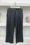 Wide Leg Leather Trousers Black