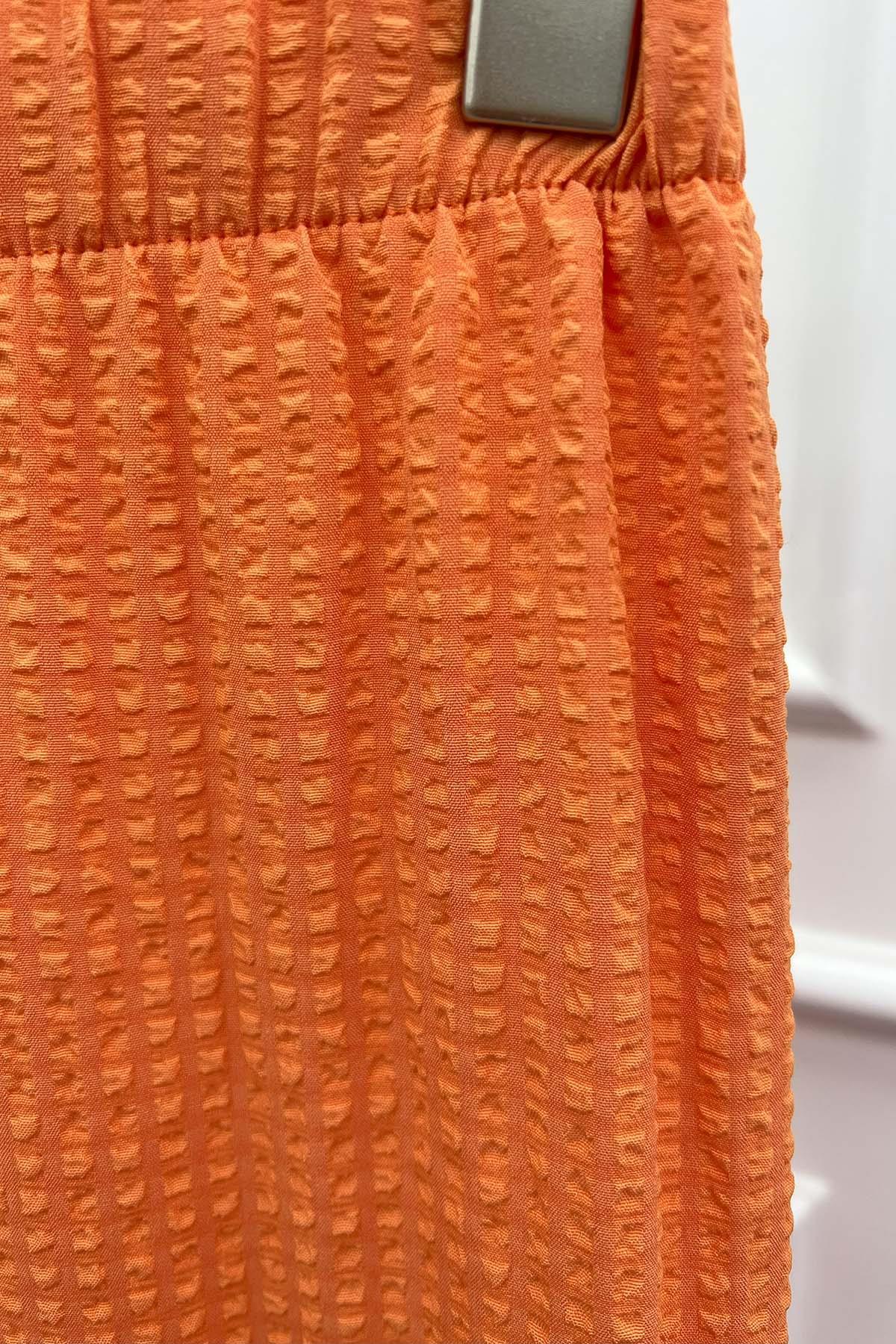 Wide Leg Seersucker Trousers Orange