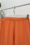 Wide Leg Seersucker Trousers Orange