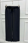 Wide Leg Fabric Trousers Black