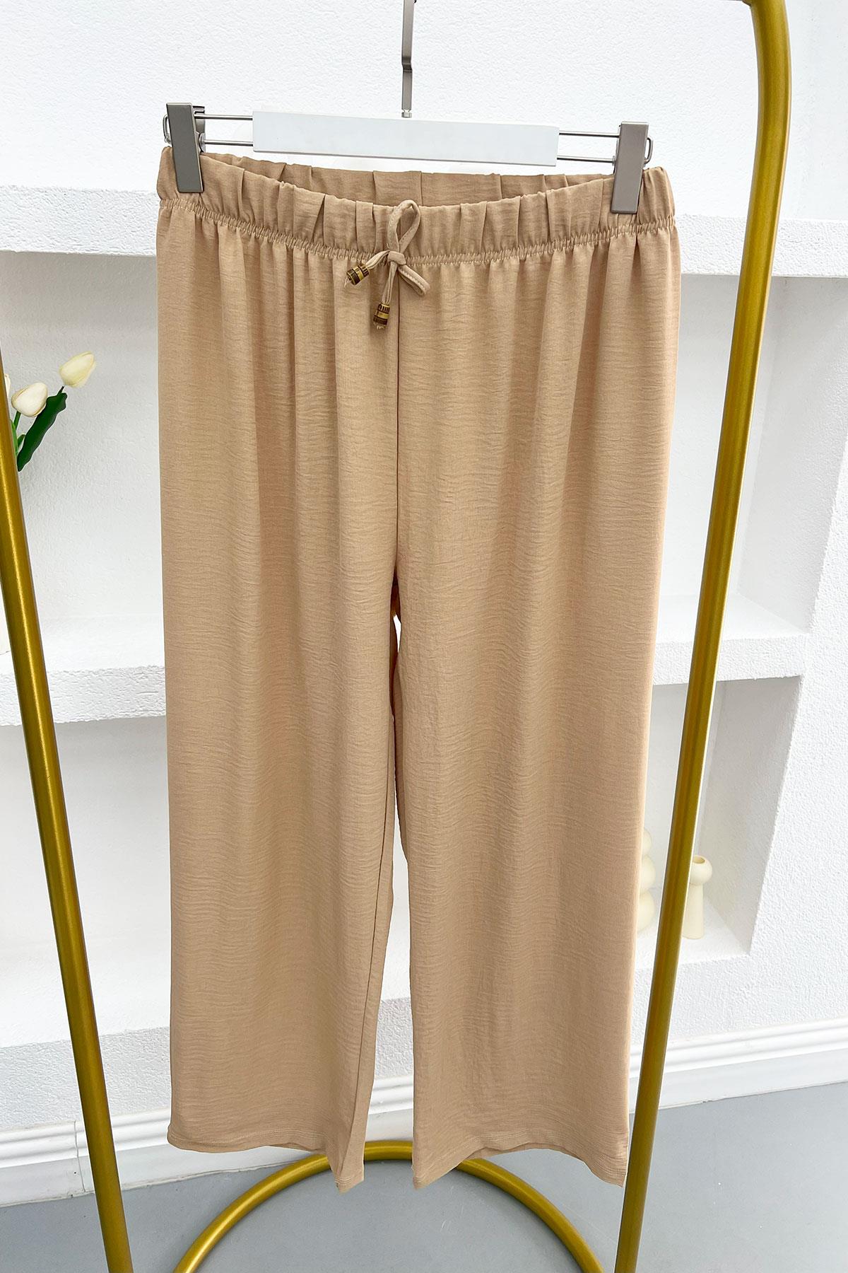 Wide Leg Trousers Beige