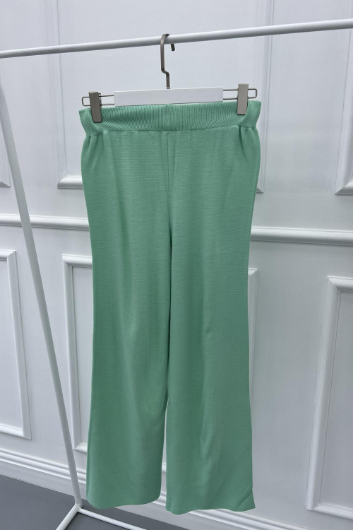 Wide Leg Knitted Trousers Pistachio Green