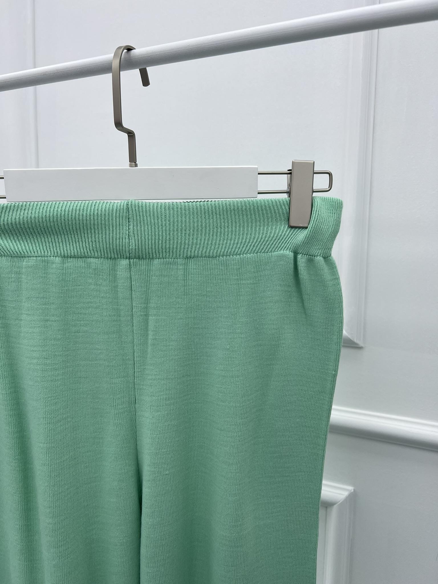 Wide Leg Knitted Trousers Pistachio Green