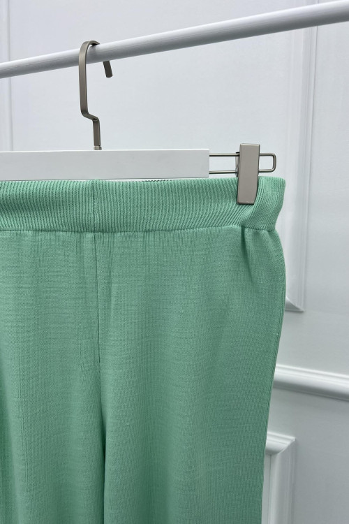 Wide Leg Knitted Trousers Pistachio Green