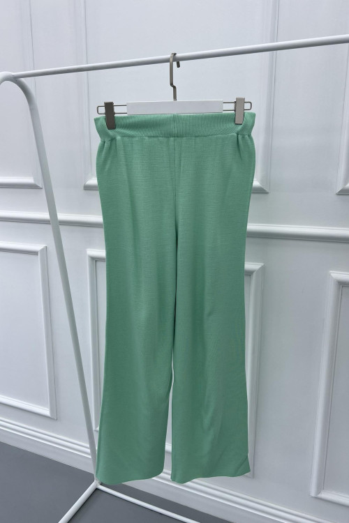 Wide Leg Knitted Trousers Pistachio Green