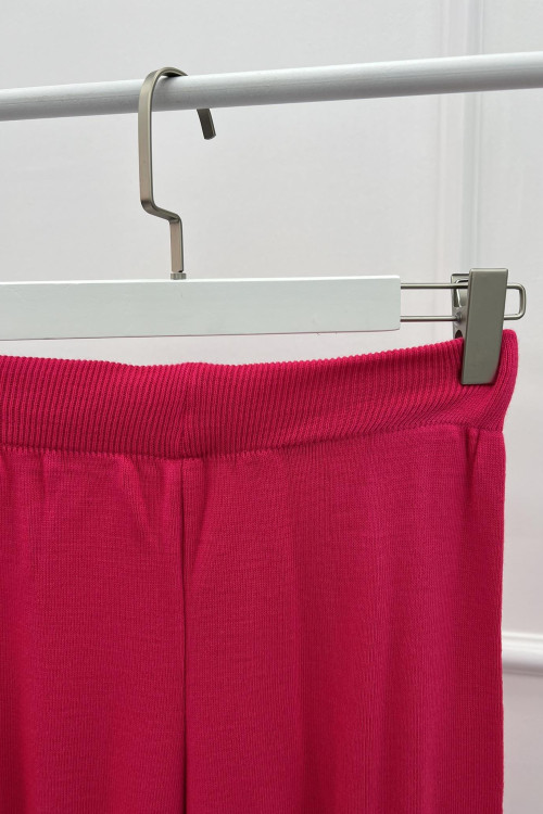 Wide Leg Knitted Trousers Fuchsia