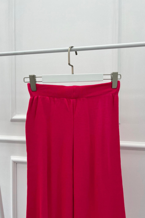 Wide Leg Knitted Trousers Fuchsia