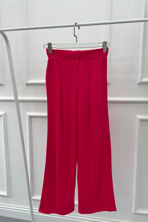 Wide Leg Knitted Trousers Fuchsia