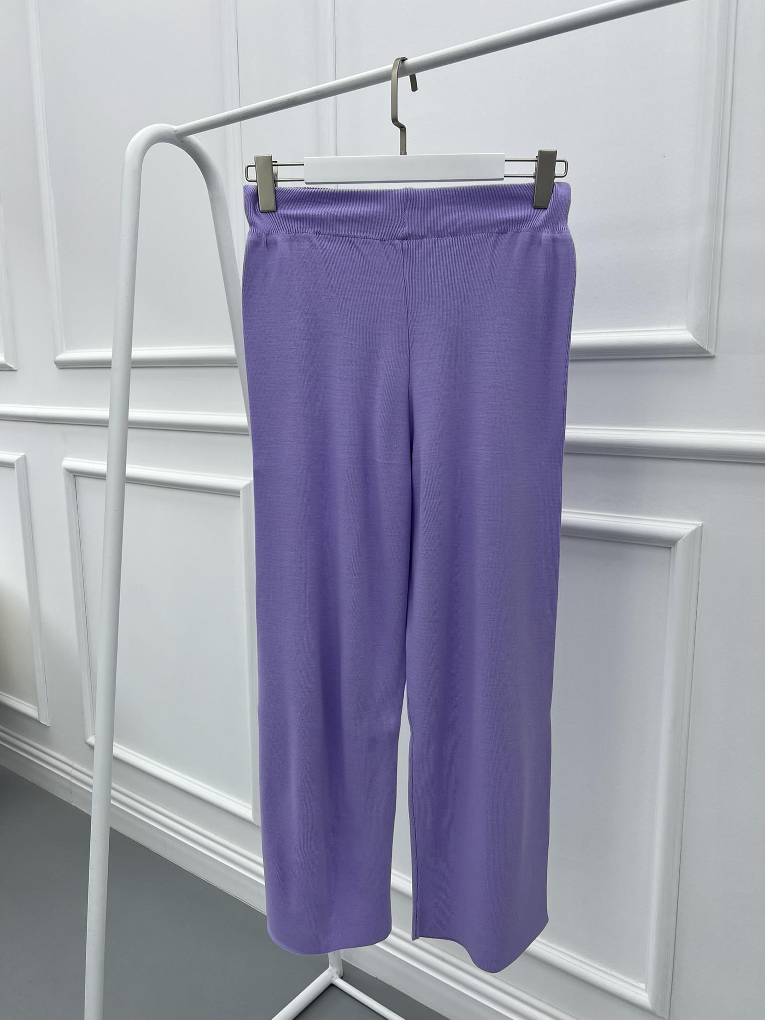 Wide Leg Knitted Trousers Lilac