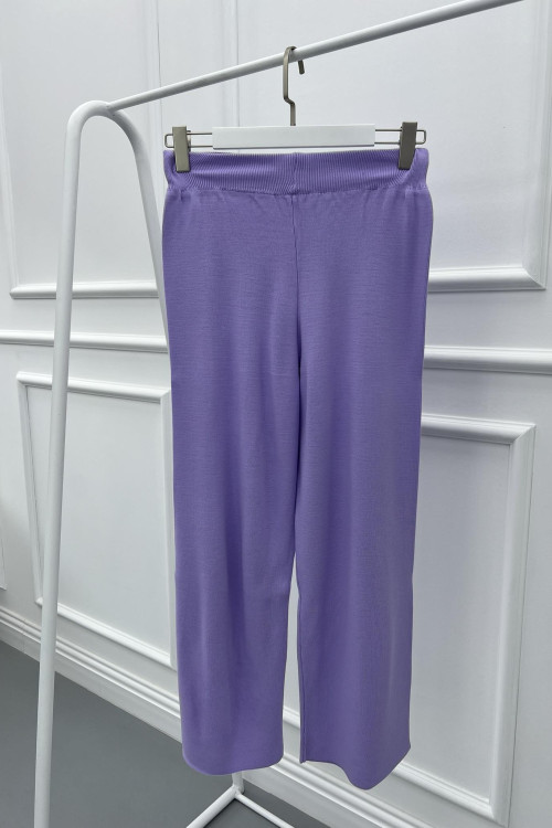 Wide Leg Knitted Trousers Lilac