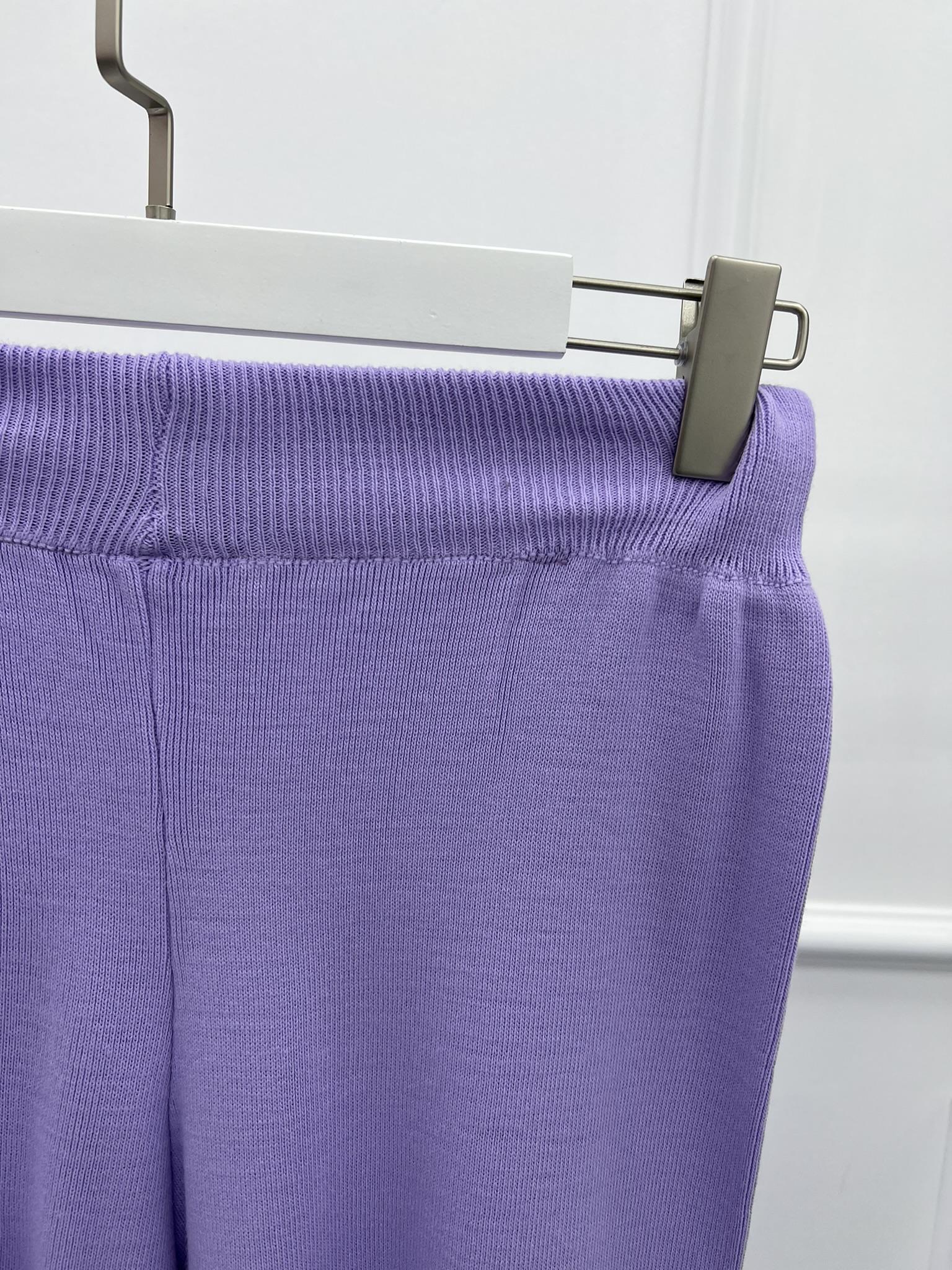 Wide Leg Knitted Trousers Lilac