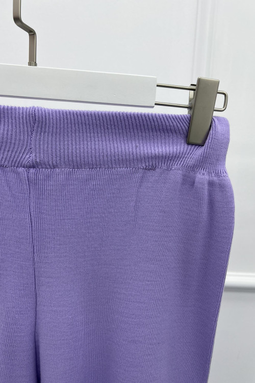 Wide Leg Knitted Trousers Lilac