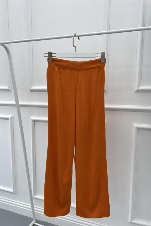 Wide Leg Knitted Trousers Orange