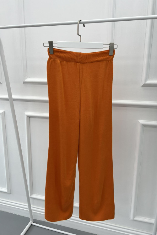 Wide Leg Knitted Trousers Orange