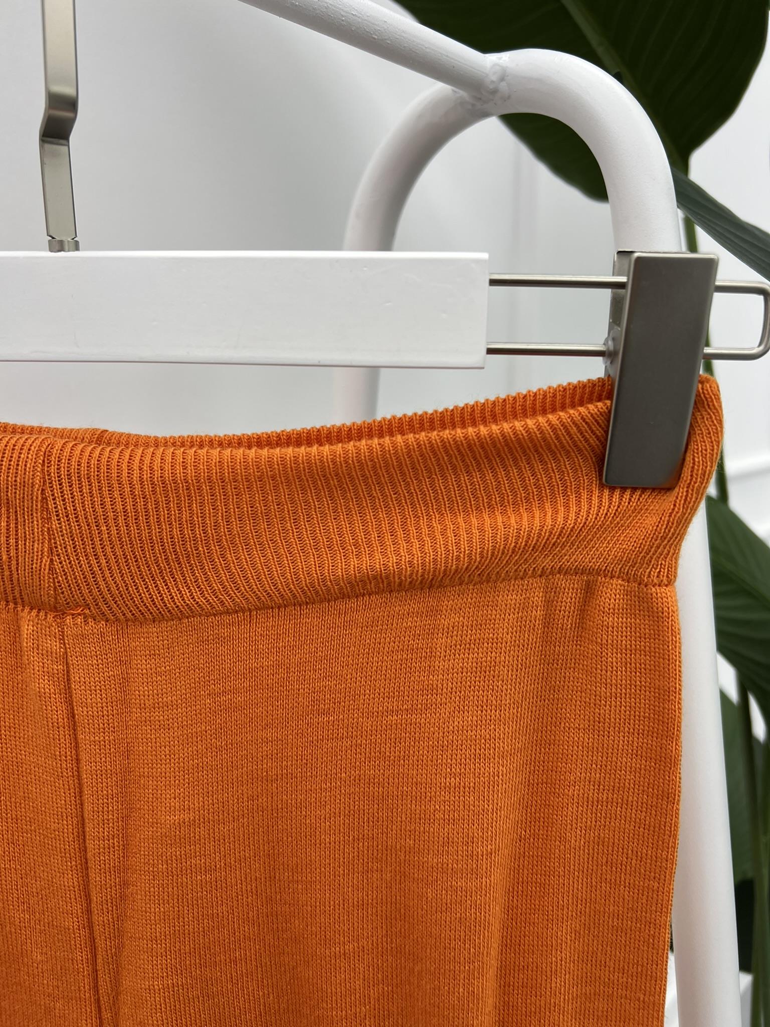 Wide Leg Knitted Trousers Orange