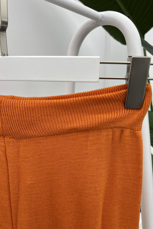 Wide Leg Knitted Trousers Orange