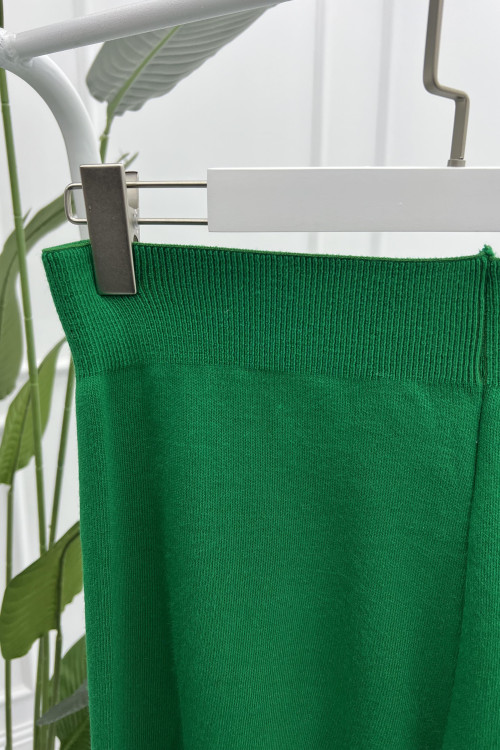 Wide Leg Knitted Trousers Green