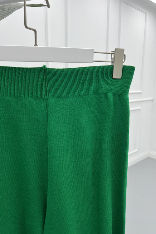 Wide Leg Knitted Trousers Green