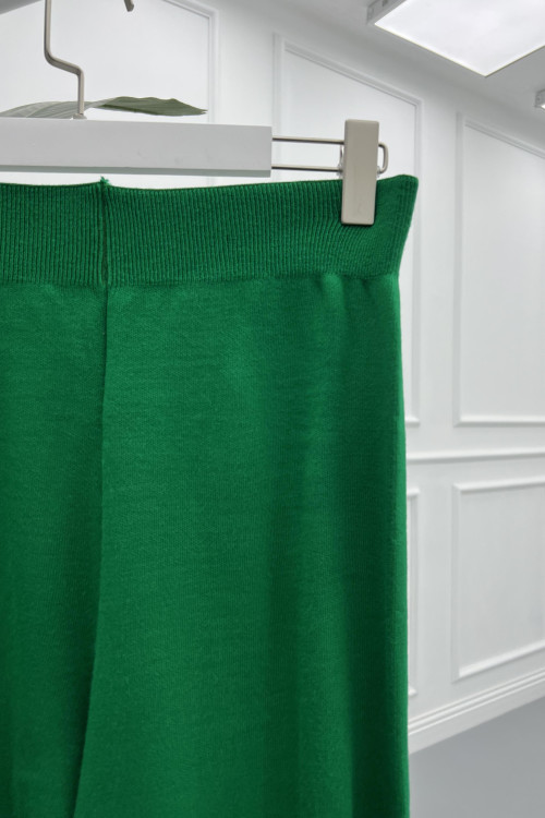 Wide Leg Knitted Trousers Green