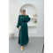 Brooch Satin Dress Emerald Green