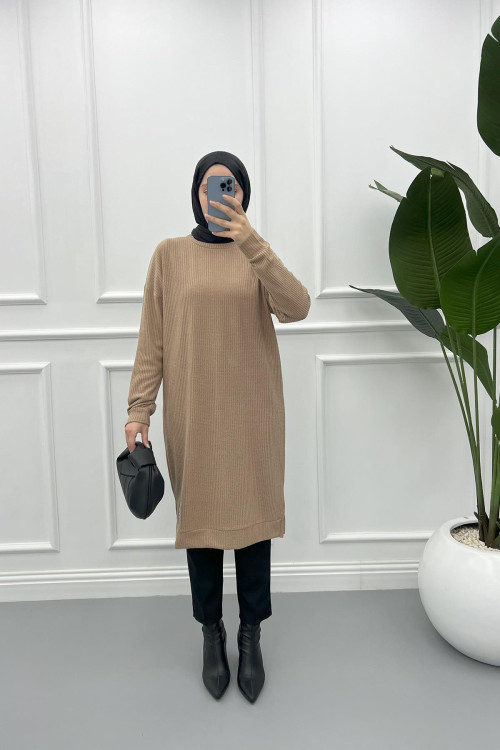 Burgu Tunic Milk Coffee