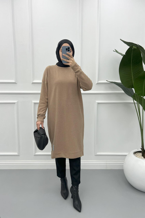 Burgu Tunic Milk Coffee