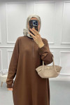 Plus Size Zippered Tunic Bitter Brown