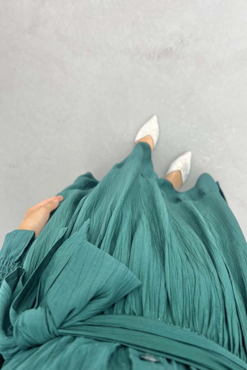 Gathered Detail Dress Emerald Green