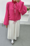 Pleated Tied Blouse Fuchsia