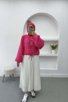 Pleated Tied Blouse Fuchsia