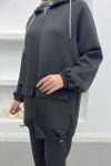 Scuba Tunic with Drawstring Pocket Black