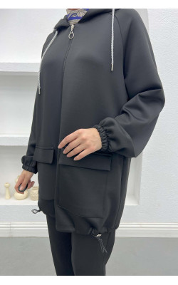 Scuba Tunic with Drawstring Pocket Black