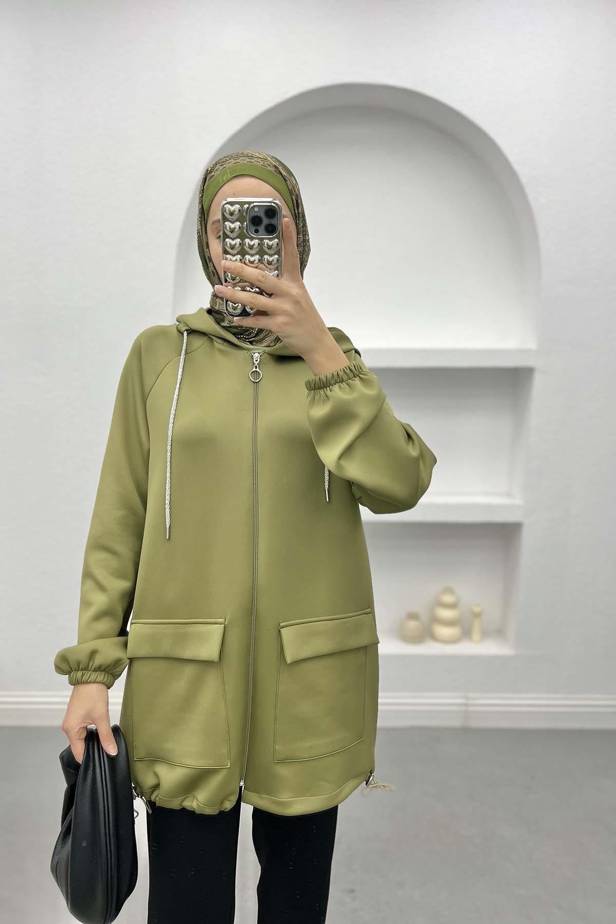 Scuba Tunic with Drawstring Pocket Soft Green