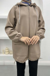 Scuba Tunic with Drawstring Pockets Mink