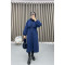 Drawstring Hooded Trench Coat Navy Blue