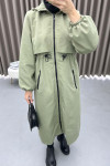 Drawstring Hooded Trench Coat Soft Green