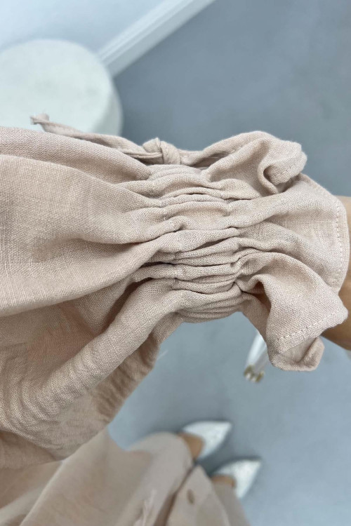 Pleated Linen Set Stone