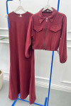 Jacketed Vest Dress Burgundy